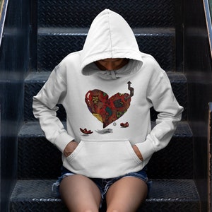 Crooked Heart// Broken Heart/ Steampunk Clockwork/ Punk Goth Emo/ Mended Heart/ Love Art/ Unisex Hoodie