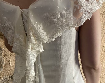 Country ivory wedding dress, made in France