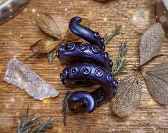 Scary y2k Beads Polymer Clay Tentacle Accessory Blue Boho Hippie gothic punk emo 7mm Gift for girlfriend boyfriend