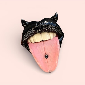 Handmade lips brooch y2k necklace Black Popsocket Devil Hot Lips Christmas gift Christmas present Christmas Piercing Gothic Punk Emo