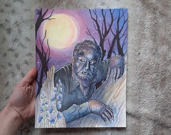 The Wolfman (watercolor and ink) print- 8.5 x 11