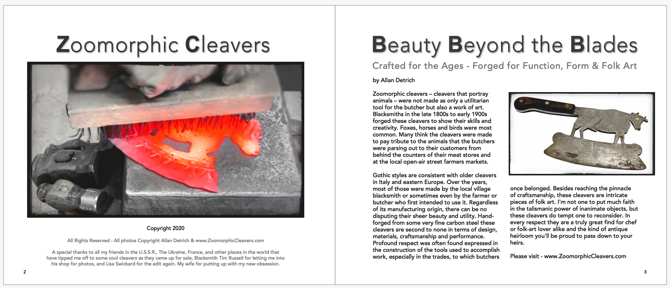Zoomorphic Cleavers Beauty Beyond the Blades 100 Page Book Etsy