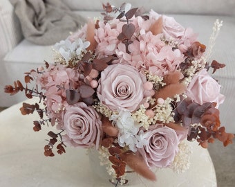 Bouquet de fleurs séchées et stabilisées Romy rose blush