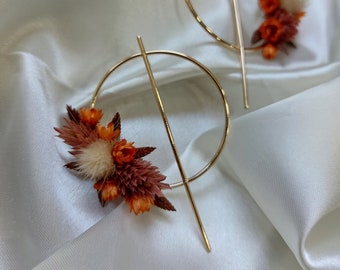 Boucles d'oreilles Sierra terracotta en fleurs sèchées et stabilisées pour mariée