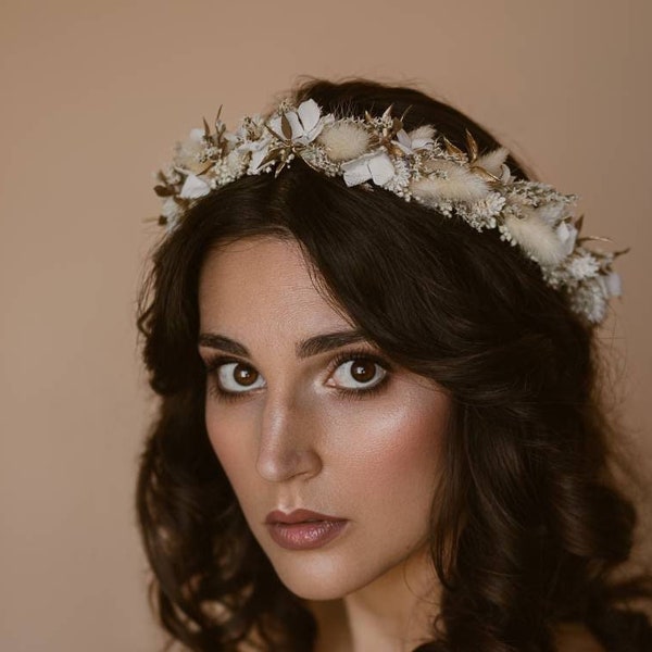 Couronne Athéna de fleurs séchées mariée