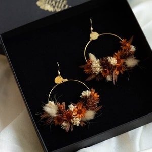 Tamara boho terracotta earrings in natural preserved and dried wedding flowers