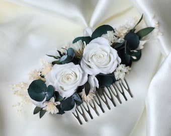 Elvira classic comb in natural dried and stabilized flowers for bride