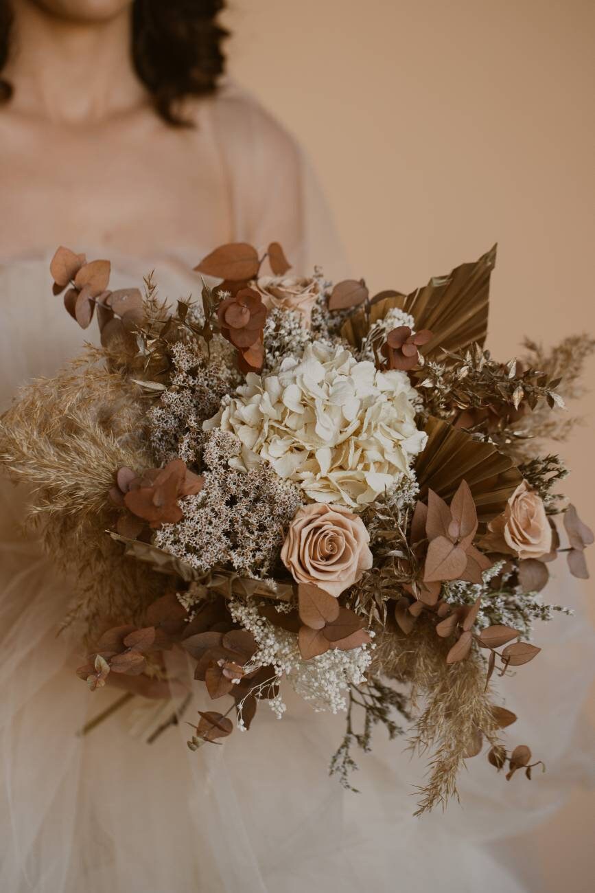 Bouquet de Mariée Fleurs Sechées et Stabilisées Cinnamon