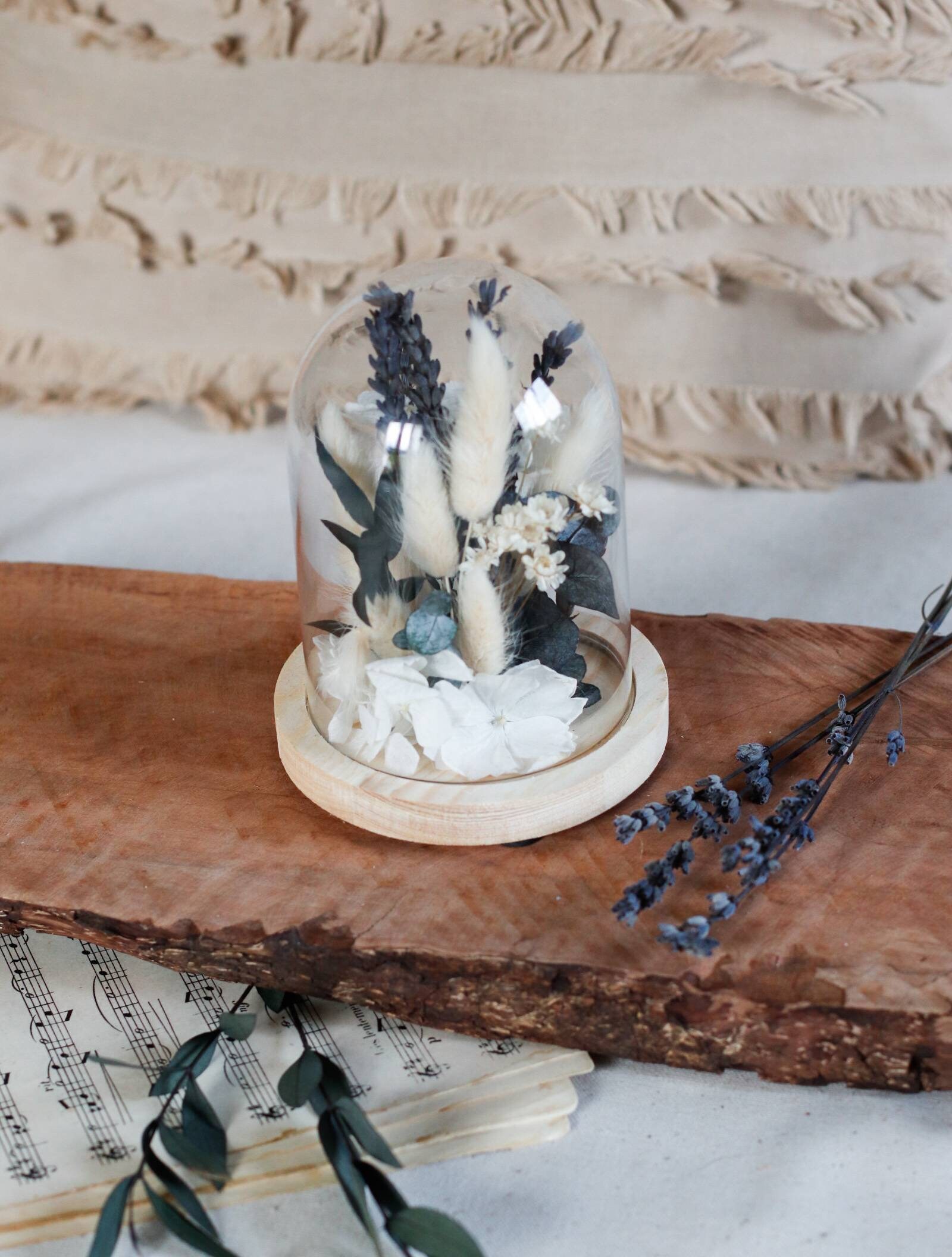 Mini Cloche en Fleurs Stabilisées et Sechées Lavande Provence Idée