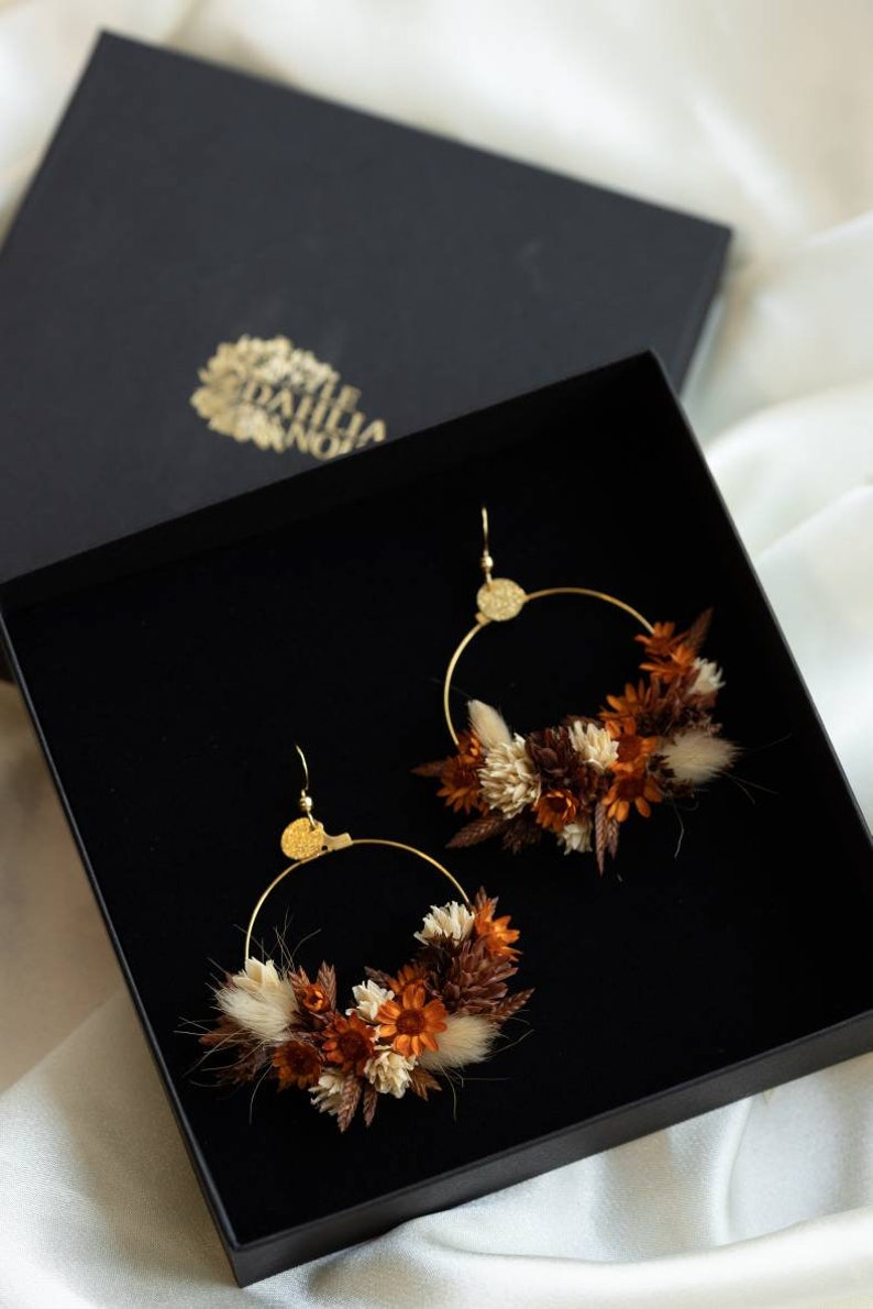 Tamara boho terracotta earrings in natural preserved and dried wedding flowers image 7