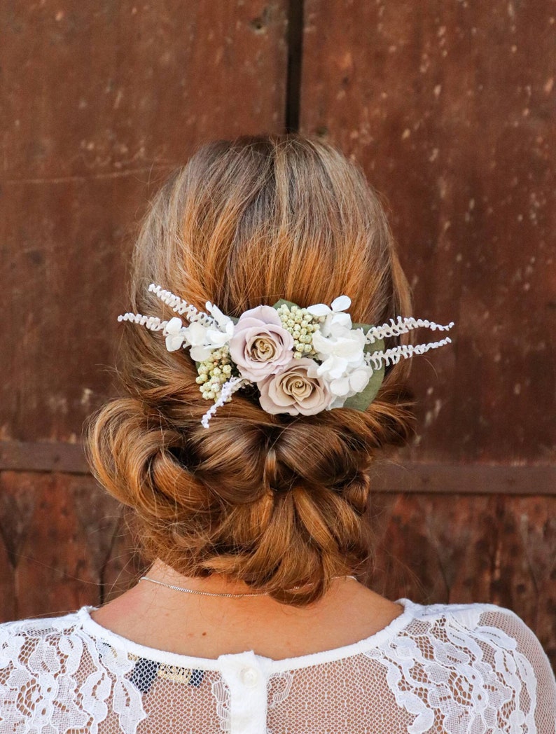 wedding accessories boho wedding flowers for bridal hairstyle stabilized flower combs combs paints dried flowers blue lavender