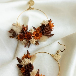 Boucles d'oreilles Tamara bohème terracotta en fleurs naturelles stabilisées et séchés mariage image 5