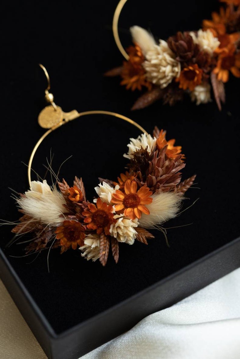 Tamara boho terracotta earrings in natural preserved and dried wedding flowers image 2