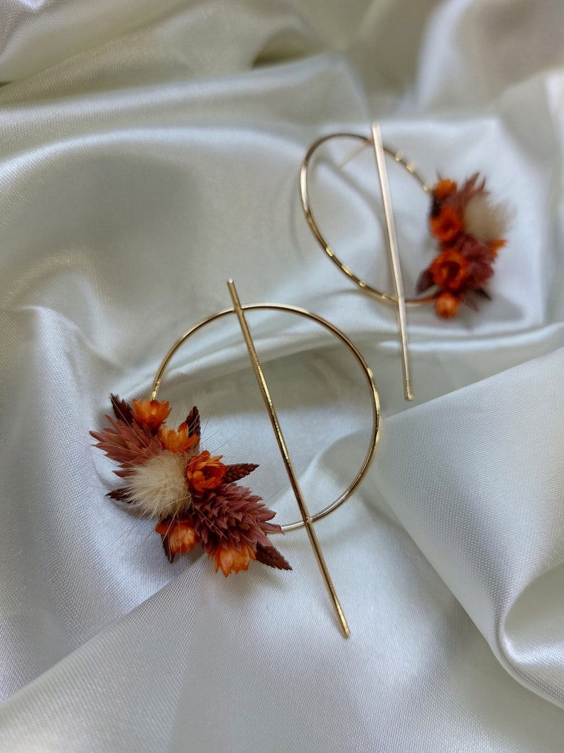 Boucles d'oreilles Sierra terracotta en fleurs sèchées et stabilisées pour mariée image 1