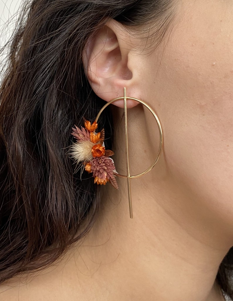 Boucles d'oreilles Sierra terracotta en fleurs sèchées et stabilisées pour mariée image 4