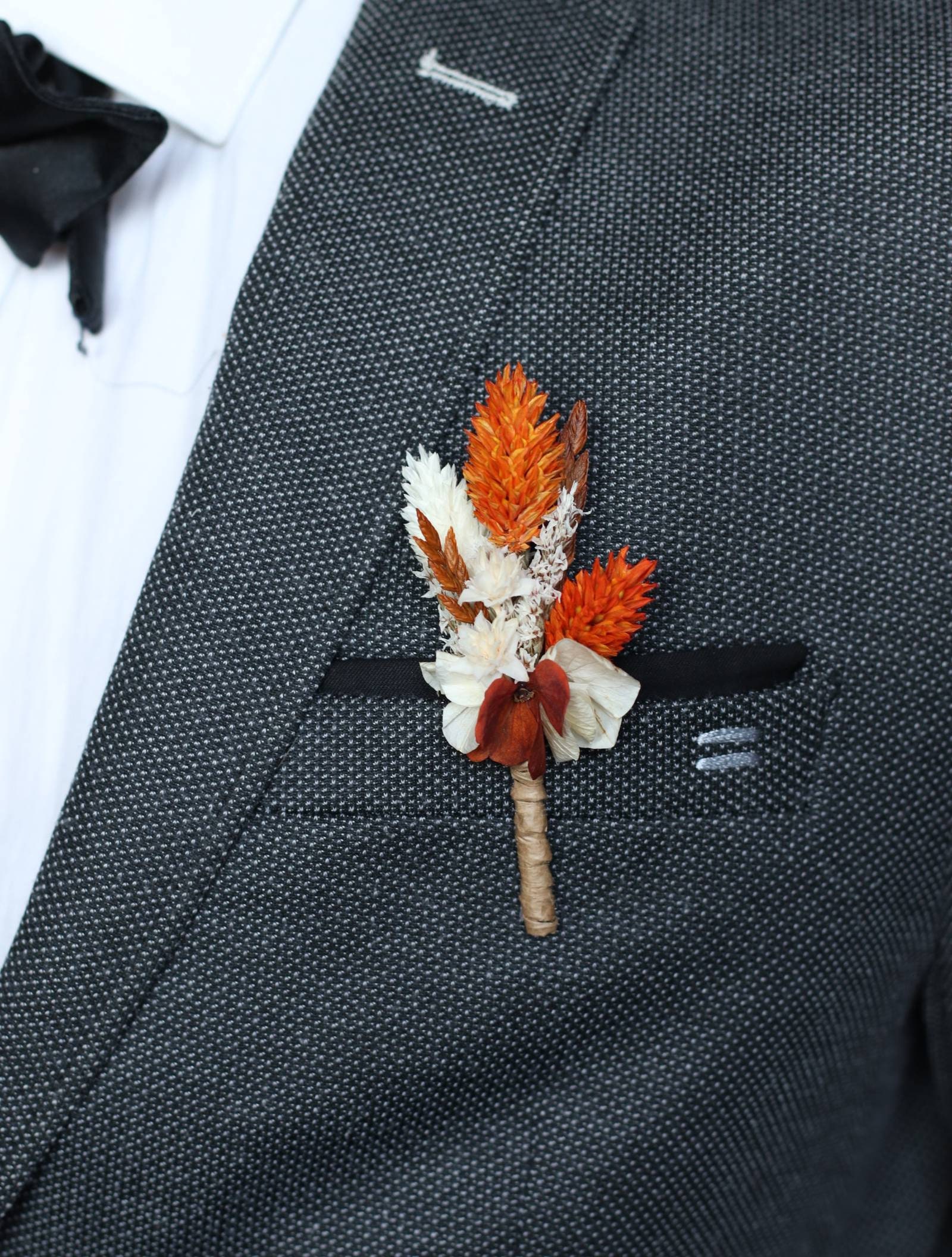 Boutonnière Terracotta en fleurs naturelles séchées et - Etsy France