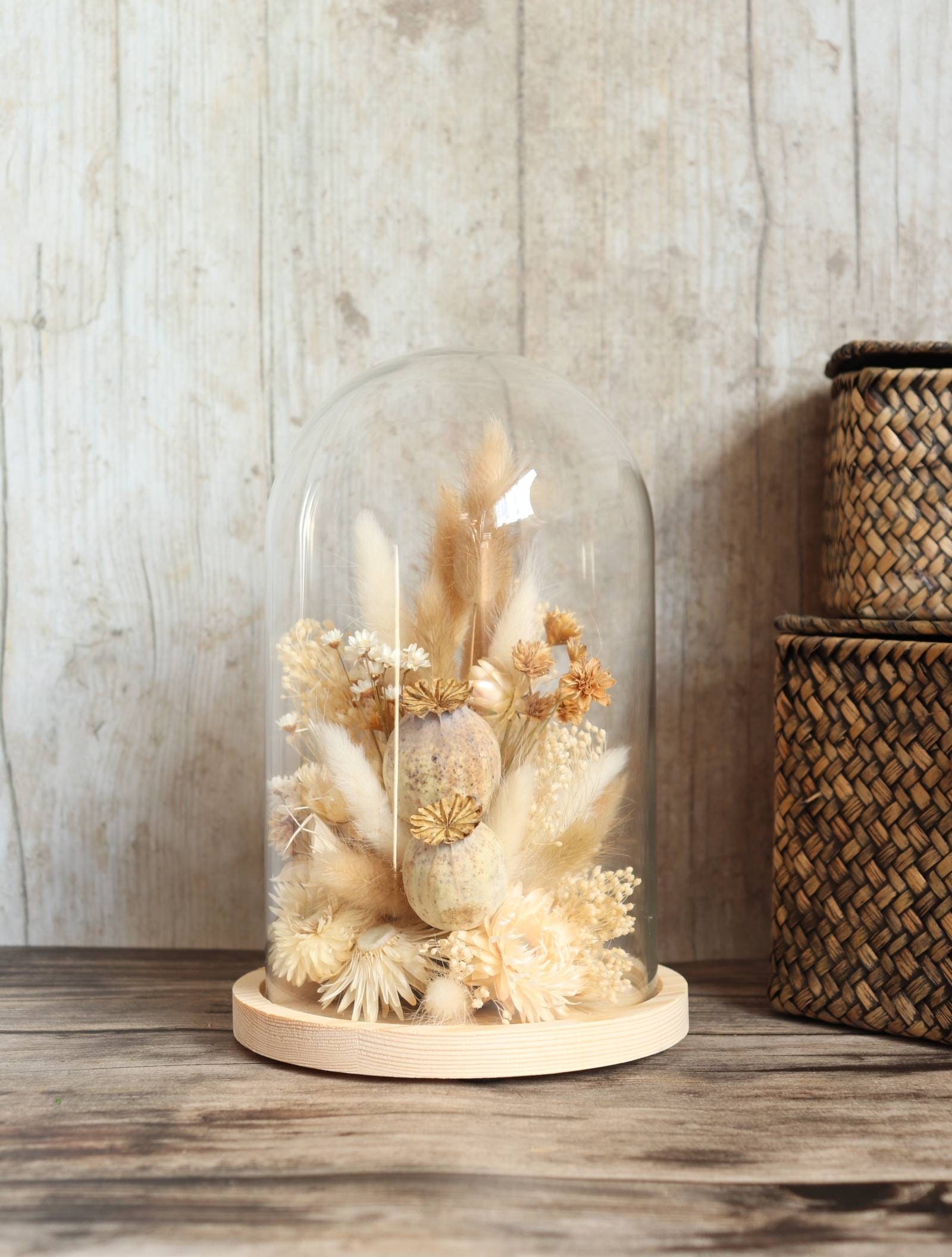 Cloche Fleurs Séchées Bohème Cocooning Cadeau Saint Valentin