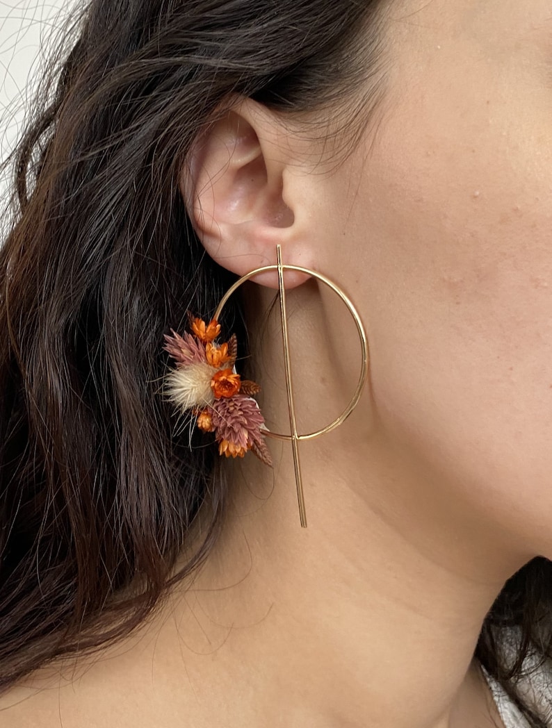 Boucles d'oreilles Sierra terracotta en fleurs sèchées et stabilisées pour mariée image 3