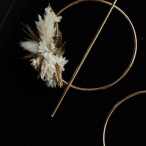 Boucles d'oreilles Athéna mode or et blanc en fleurs sèchées et stabilisées pour mariée image 2