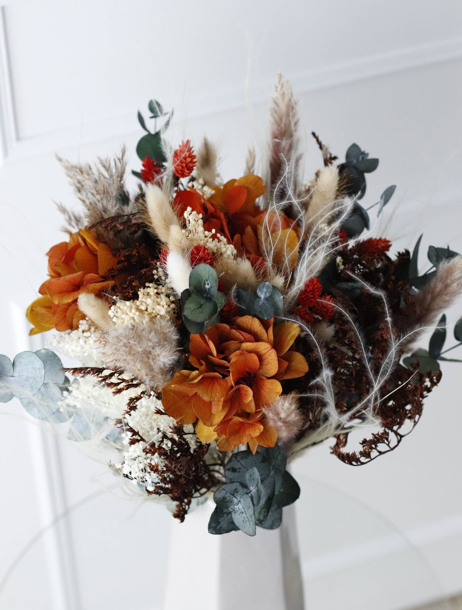 Bouquet Fleurs Séchées Terracotta Bouquet de Décoration en Naturelles et Stabilisée Cadeau Anniversa