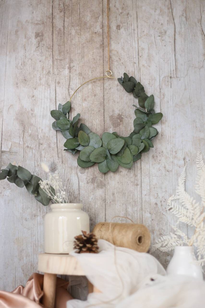 Couronne Eucalyptus Stabilisées Couronne Murale Décorative Créations