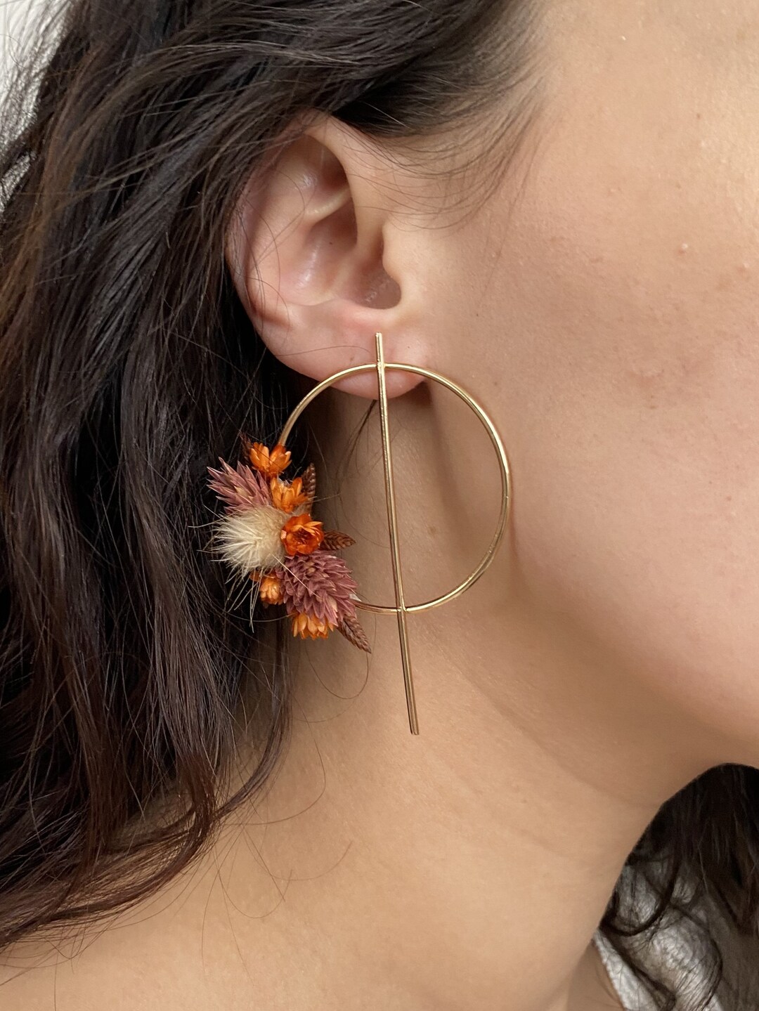 Boucles d'oreilles Sierra terracotta en fleurs sèchées et stabilisées pour mariée - Etsy France