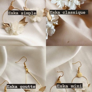 Boucles d'oreilles Eska blanche et dorée en fleurs naturelles stabilisées et sèchées pour mariée image 10