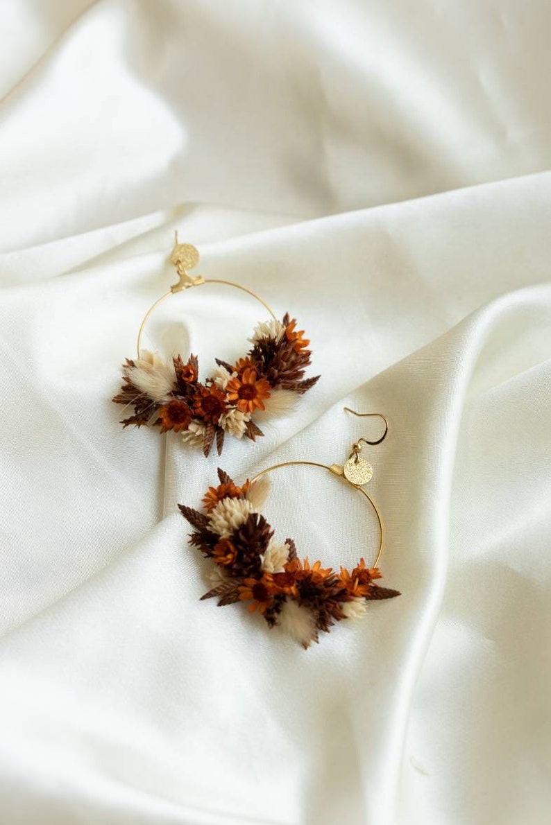 Tamara boho terracotta earrings in natural preserved and dried wedding flowers image 6