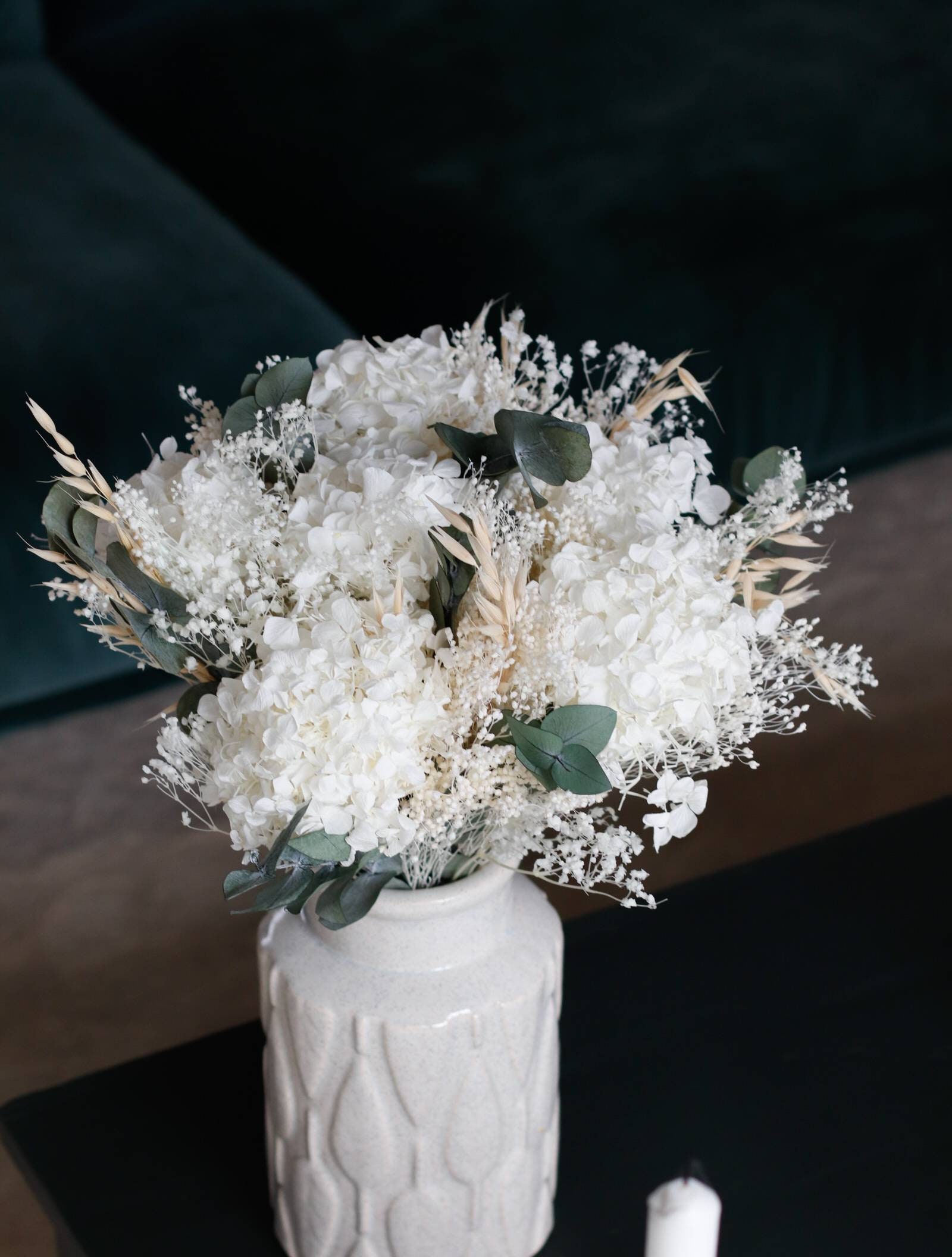 Bouquet Fleurs Séchées La Pureté Bouquet de Décoration en Naturelles et Stabilisée Cadeau Anniversai