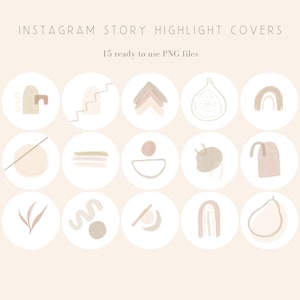 15 Neutrale ästhetische Instagram Highlight Icons | Moderne Ikonen | Abstrakte Symbole | Minimalistische Ikonen | Instagram Icons