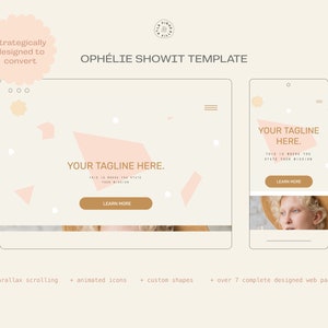 Ophélie Showit Web Template | Customizable Wordpress Blog + Website Template | Web Design for Small Business, Coaches, + Entrepreneurs