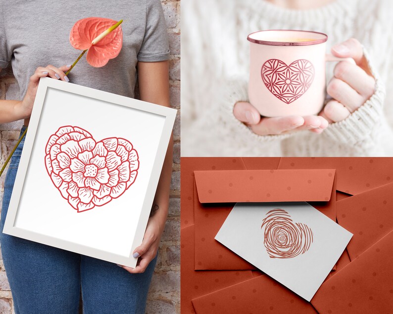 Heart SVG Bundle, Hand Drawn Heart svg, Valentine Svg, Floral heart svg, Leopard Heart svg, Wedding svg, Heart Mandala svg, Heart PNG Bundle image 6