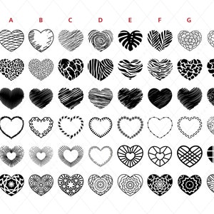 Heart SVG Bundle, Hand Drawn Heart svg, Valentine Svg, Floral heart svg, Leopard Heart svg, Wedding svg, Heart Mandala svg, Heart PNG Bundle image 2