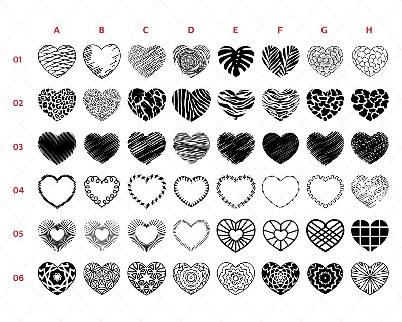 Heart SVG Bundle, Hand Drawn Heart svg, Valentine Svg, Floral heart svg, Leopard Heart svg, Wedding svg, Heart Mandala svg, Heart PNG Bundle image 2