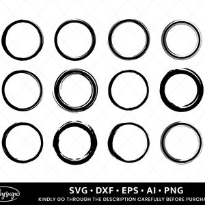 Pinceladas círculo SVG, Pincel pincel círculo SVG, Pinceles svg, Pincel svg, marco monograma svg, círculos vectoriales, marco grunge, círculos grunge svg