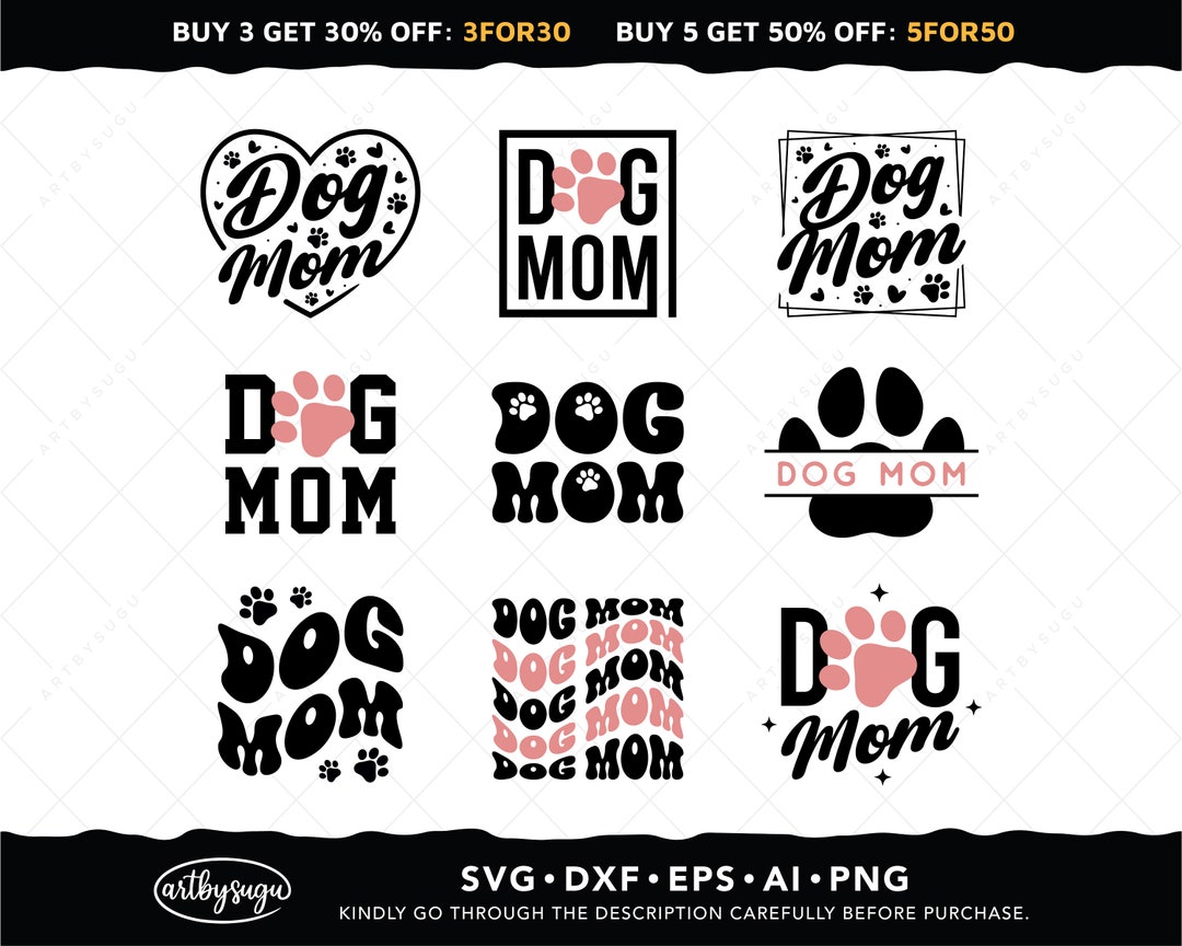 Dog Mom Svg Bundle, Dog Mom Shirt Svg, Dog Mom Gift Svg, Mom Life Png ...