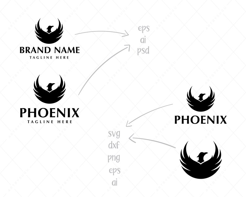 Phoenix Vector Logo Template, Bird Logo Template, Phoenix Logo SVG ...