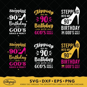 Mijn 90e verjaardag binnenstappen met goden genade en genade svg, 90e verjaardagscadeaus, verjaardagsshirt png, verjaardag oma, digitale download