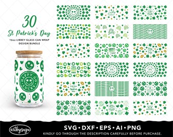 St Patricks Day Can Glass Wrap SVG Bundle, 16 oz Glass Can SVG, Beer Can Glass SVG, Clover Can Glass Svg, Shamrock Can Glass Svg Design