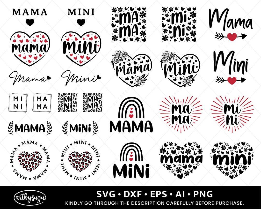 Mama and Mini SVG Bundle,mommy and Me Svg,matching Shirts Svg,mother's