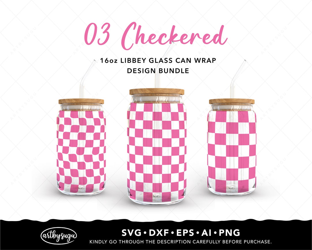 Checkered Libbey Glass Wrap Svg Bundle, Libby Glass Can Svg, Beer Can ...