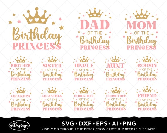 Birthday Princess SVG Bundle, Girls Birthday SVG, Birthday Party Shirts