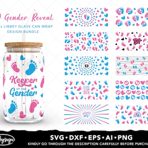 Gender Reveal Libbey kann wickeln svg, rosa oder blau Glasdose svg, Team Junge Glasdose SVG, Team Mädchen Glasdose SVG, Hüter des Geschlechts svg