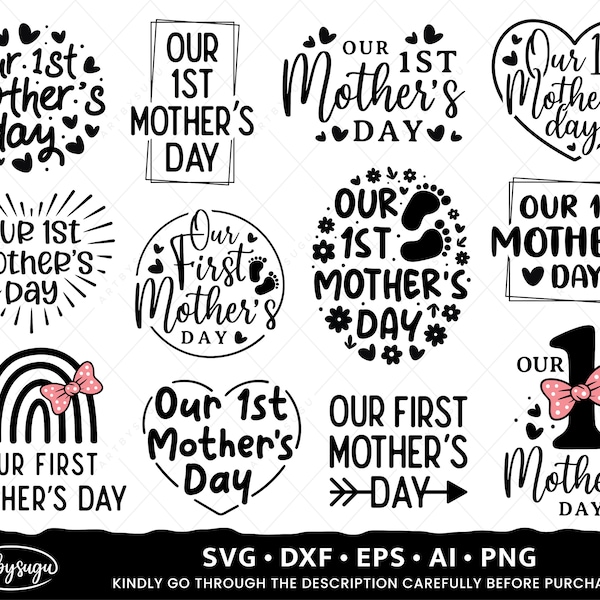 Our First Mother's Day SVG, Our 1st Mother's Day SVG Bundle, Happy Mother's Day SVG