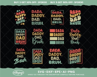 Retro Dada Daddy Dad Bruh SVG Bundle, Vatertag svg, Dad Life svg, Dad Shirt svg, lustige Dad svg, Geschenk für Dad svg, Retro Dad svg Design