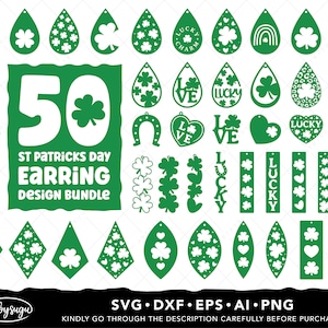 Pacchetto SVG orecchini del giorno di San Patrizio, file SVG di orecchini, modello di orecchini SVG immagine 1