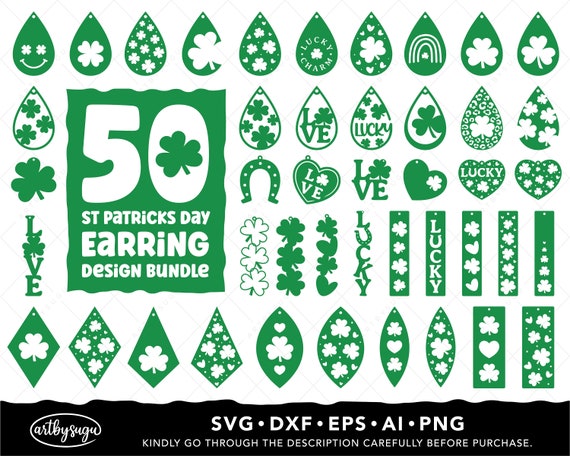St Patricks Day Earrings SVG Bundle, Earring SVG Files, Earring Template SVG