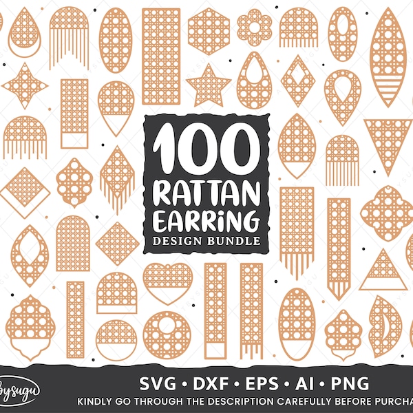 Rattan Earrings SVG Bundle, Rattan Pattern Earrings SVG Designs