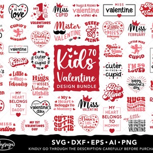 Kids Valentine SVG Bundel, Valentijnsdag SVG, Valentijn Shirt SVG