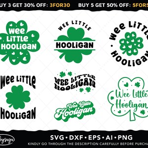 Wee Little Hooligan SVG: St Patricks Day Shamrock Clover (Digital Download)